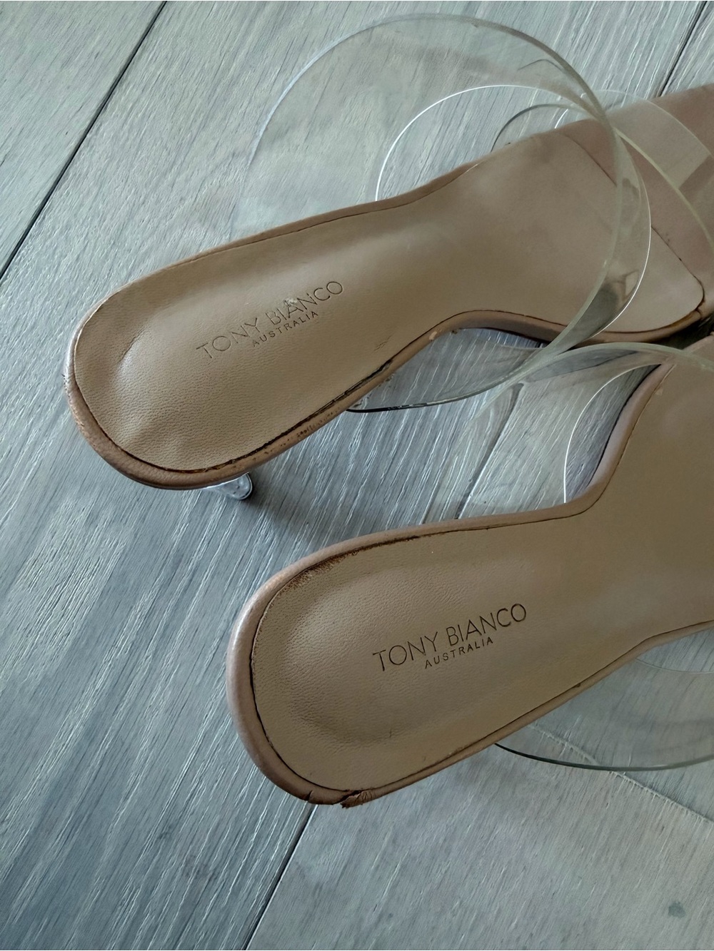Tony Bianco Nude Clear Double-Strap heels - Picture 3 of 7